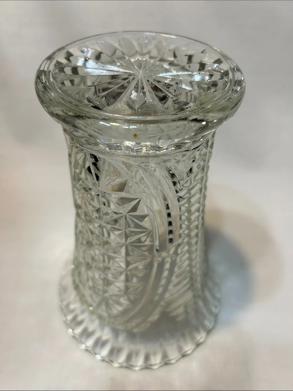 Vintage Anchor Hocking Clear Stars and Bars Glass Decorative Vase